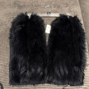 Black Faux Fur leg warmers